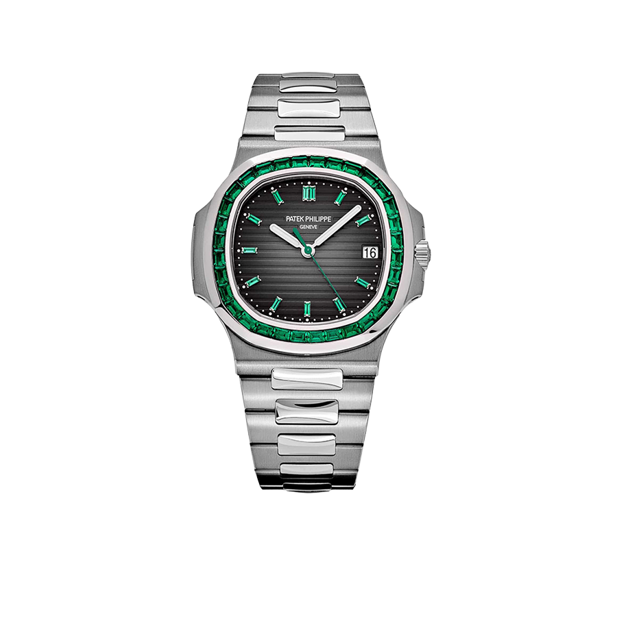 Nautilus 40mm 5711/113P-001 Platinum Charcoal Gray Dial Emerald Bezel