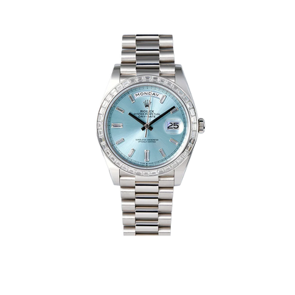 Day-Date 40mm Ice Blue Dial Baguette Set Bezel 228396TBR