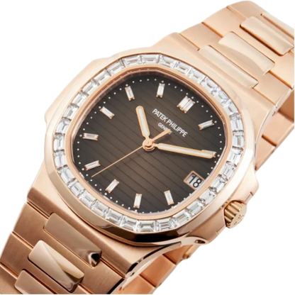 Nautilus Joaillerie 40mm 5723/1R-010 Rose Gold Brown Dial Diamond Bezel