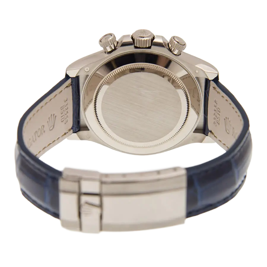 Cosmograph Daytona 40mm 116589SACI White Gold Blue Sapphire Bezel White Mother of Pearl Diamond Dial