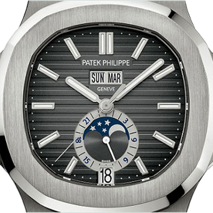 Nautilus 40mm 5726/1A-001 Annual Calendar Moon Phases Stainless Steel Gray Dial