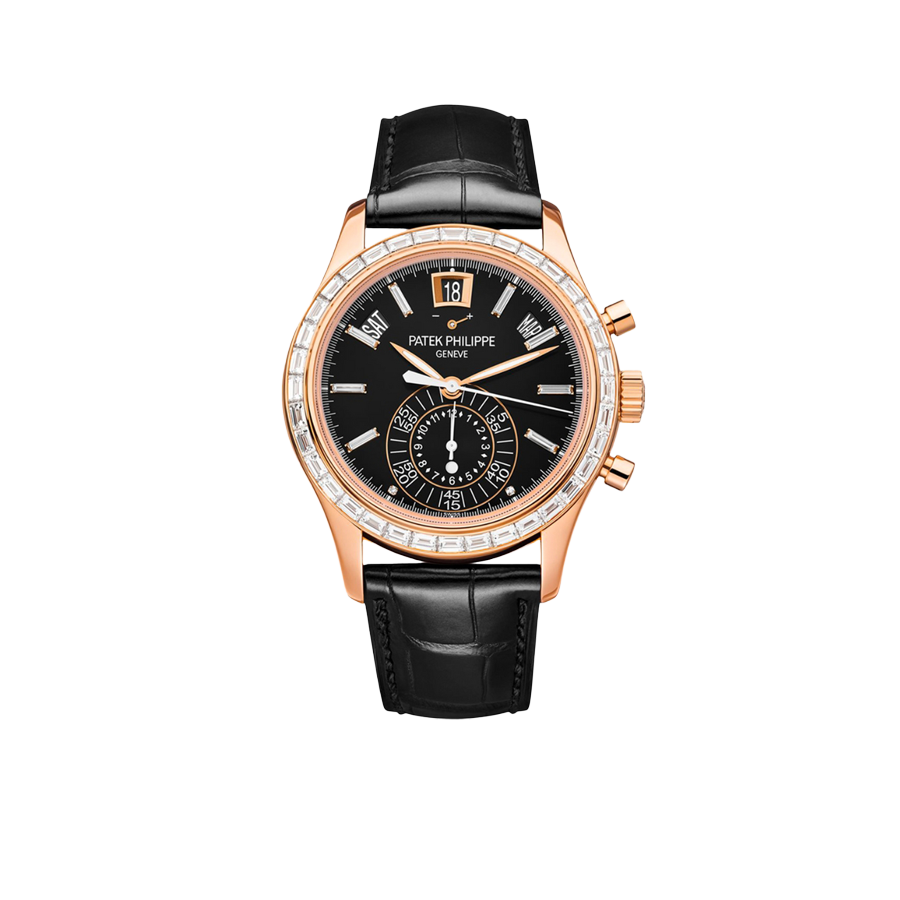 Complications 40mm 5961R-010 Annual Calendar Chronograph Rose Gold Black Dial Baguette Diamond Bezel