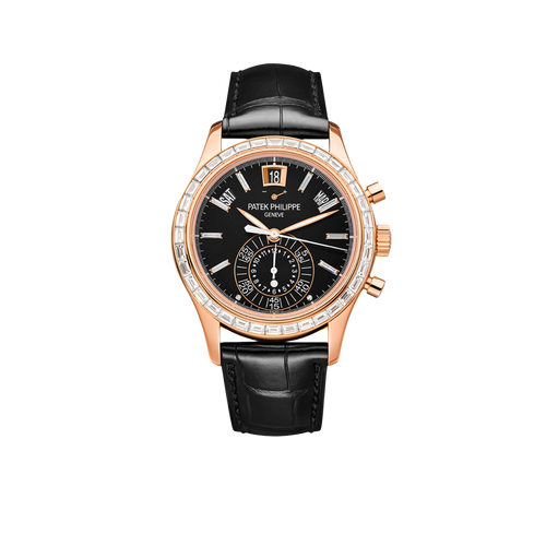 Complications 40mm 5961R-010 Annual Calendar Chronograph Rose Gold Black Dial Baguette Diamond Bezel