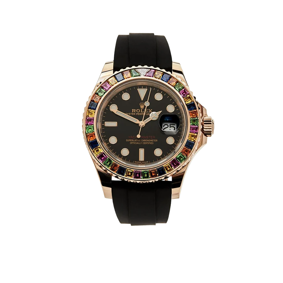Yacht-Master 40 116695SATS Rose Gold Black Dial Rainbow Bezel