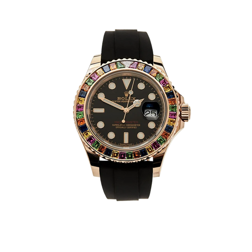 Yacht-Master 40 116695SATS Rose Gold Black Dial Rainbow Bezel