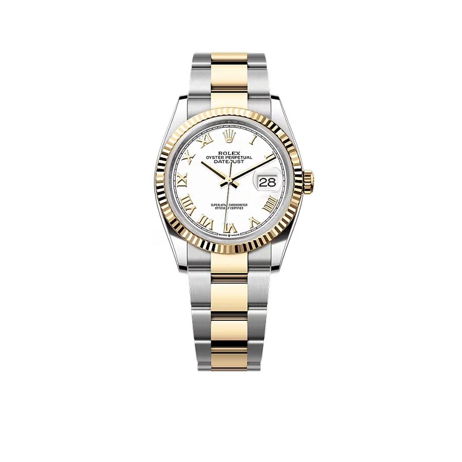 Datejust 36 mm White Dial, Yellow Rolesor 126233-0030