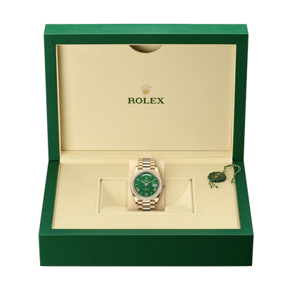 Day-Date 40 Yellow Gold Green Roman Numeral Dial Diamond Bezel M228348RBR-0040