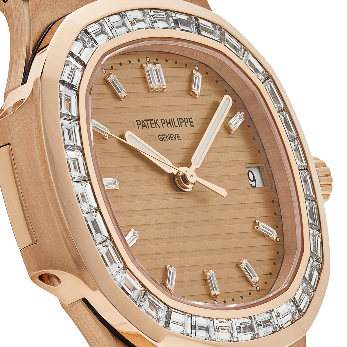 Nautilus 40mm 5723/1R-001 Rose Gold Rose-Gilt Dial Baguette Diamond Bezel