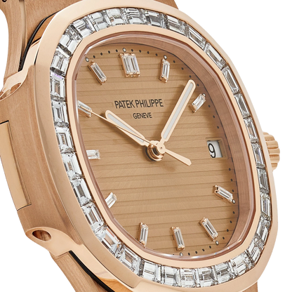 Nautilus 40mm 5723/1R-001 Rose Gold Rose-Gilt Dial Baguette Diamond Bezel