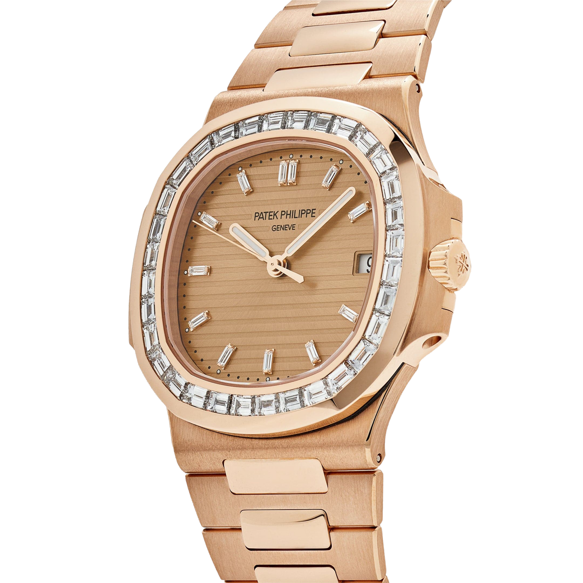 Nautilus 40mm 5723/1R-001 Rose Gold Rose-Gilt Dial Baguette Diamond Bezel