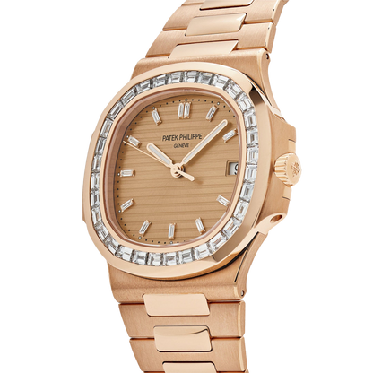 Nautilus 40mm 5723/1R-001 Rose Gold Rose-Gilt Dial Baguette Diamond Bezel