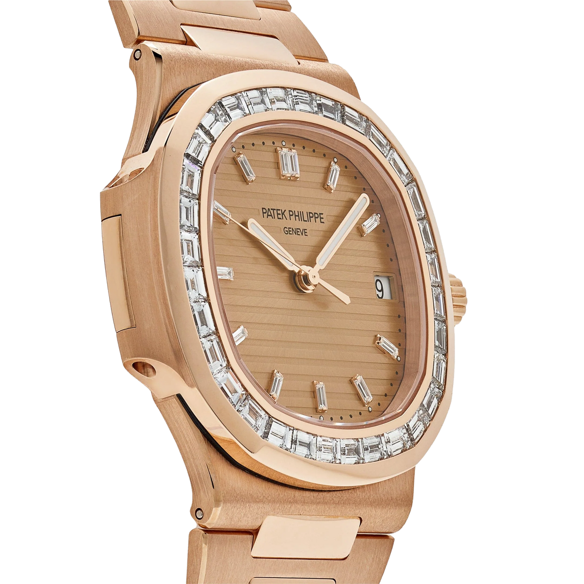 Nautilus 40mm 5723/1R-001 Rose Gold Rose-Gilt Dial Baguette Diamond Bezel