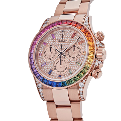 Daytona 116595RBOW Rainbow Rose Gold Pave Diamond Dial Sapphire Bezel